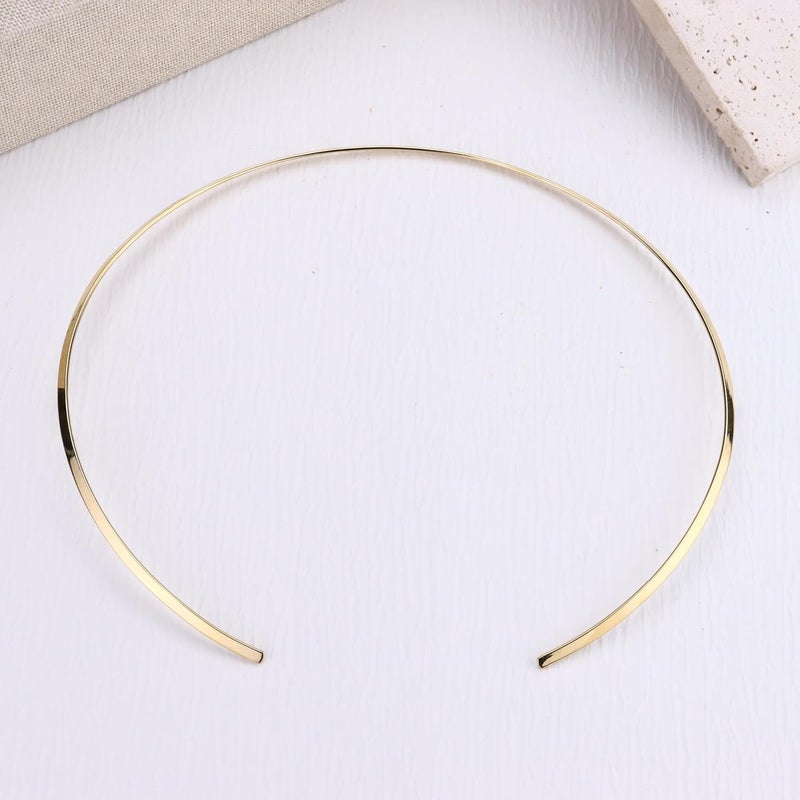 Sanfenly Choker Collar for Women 14K Gold Plated Silver Stainless Steel Metal Collar Choker Necklace Statement Open Cuff Bangle Necklace for Women - Image 2